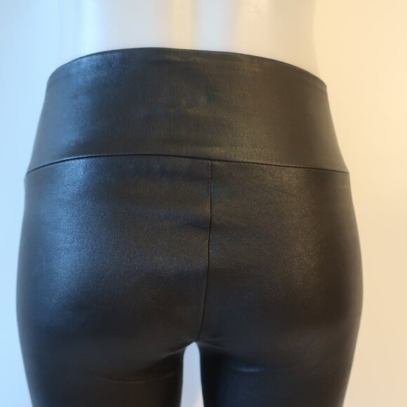 Womens 390 Black 100% Leather Flat Front Pull-On Skinny Pants S - Picture 6 of 9